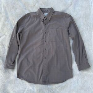 Travelsmith button down shirt taupe travel shirt L